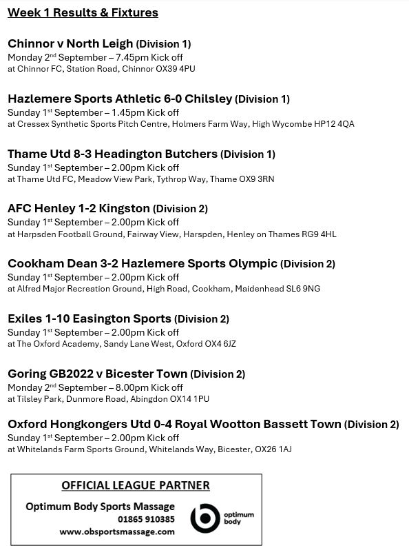 Week 1 Results &amp; Fixtures

#OFA #Vets #Over40 #Over50 #Over60

<a href="/obsportsmassage/">Obsportsmassage</a>

fulltime.thefa.com/index.html?lea…