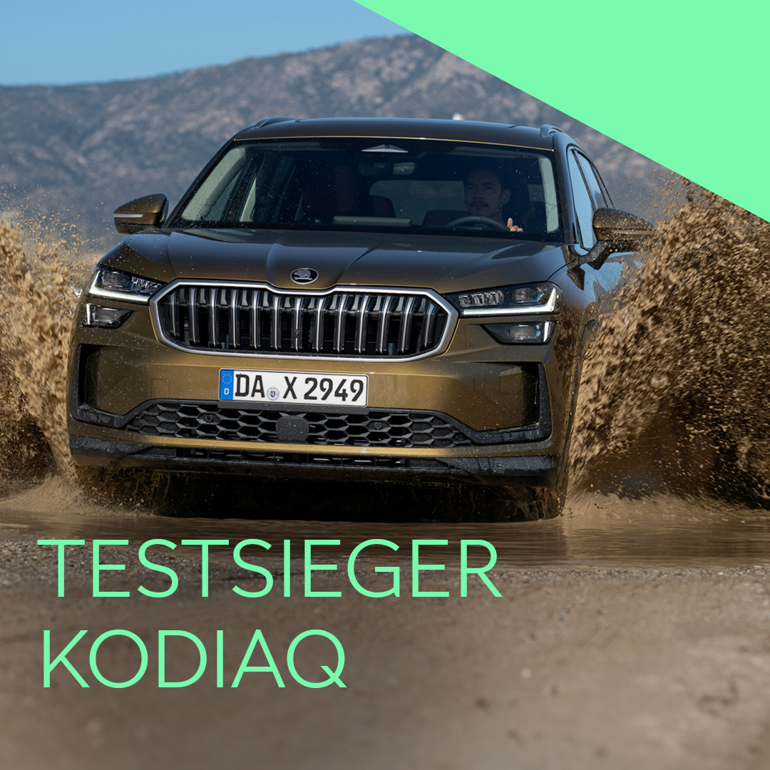 🥇Der neue Kodiaq gewann bei "Auto Straßenverkehr" den Vergleichstest mit starken Diesel-Modellen ab 60 000 Euro.