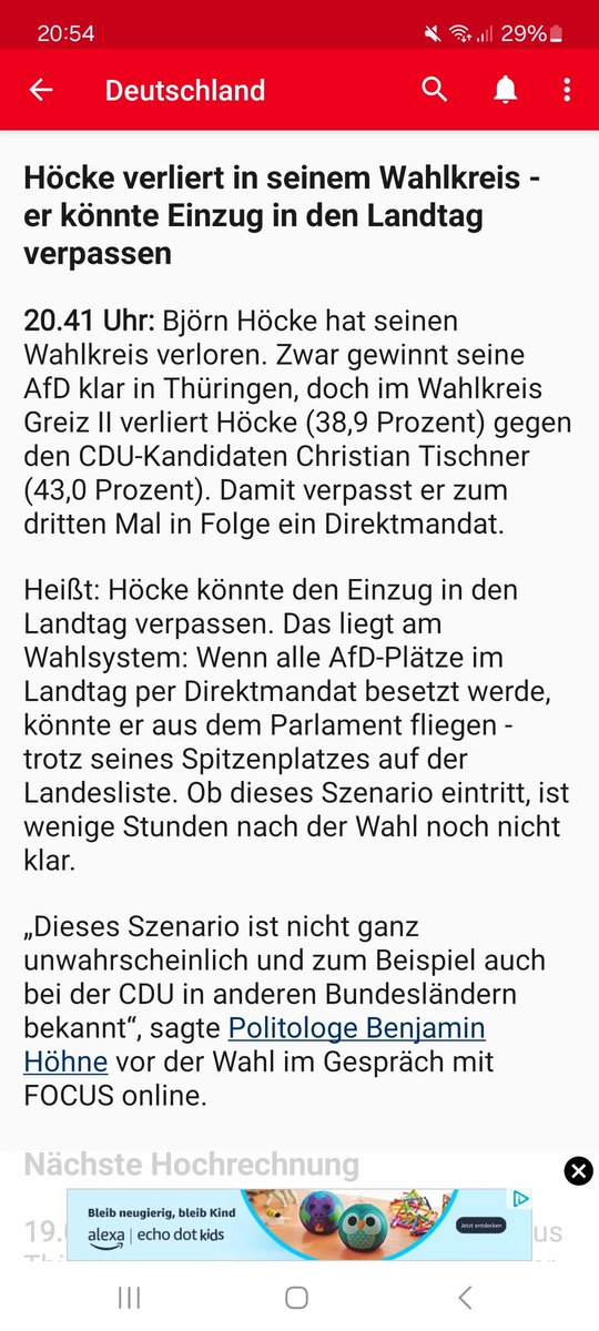 Frossenrico's tweet photo. #Höcke verliert seinen Wahlkreis #Greiz II gegen den #CDU Kandidaten Christian #Tischner!!!!
Damit könnte es sein, dass Höcke nicht in den Landtag einzieht! @cdu_thueringen https://t.co/3b8QwNTLuR