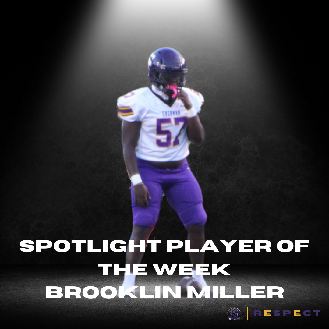 FootballEverman's tweet photo. Our Spotlight Player of the Week is our center, offensive linemen Brooklin Miller. 5’9. 220 lbs. 3.14 GPA. #expectexcellence #respectthee #allin https://t.co/CmRWS6OwYk