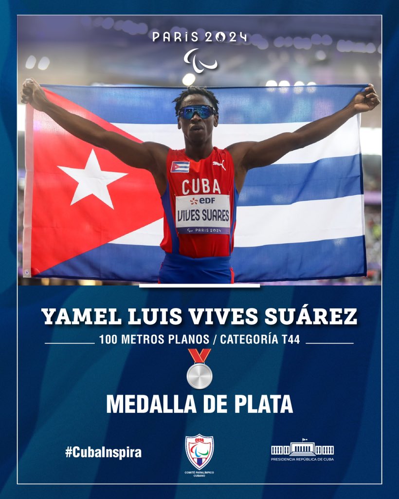 Medalla inmensa la de Yamel Luis Vives en 100 metros, categoría T44.

Palmira está de fiesta, porque un hijo de esta localidad cienfueguera alcanzó la plata en sus primeros Juegos Paralímpicos, apenas su segunda competencia internacional. 

Sí se puede, lo demostró este campeón.