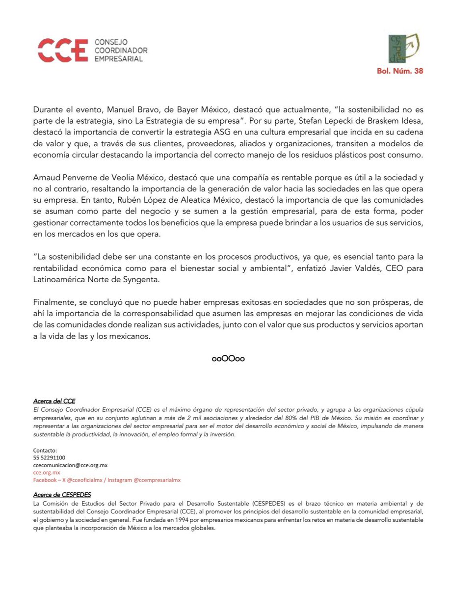 #Comunicado | #CESPEDES presenta el libro "ESG: La Apuesta por un Mundo Sostenible. Actualidad, Retos y Oportunidades", destacando las buenas prácticas ambientales, sociales y de gobernanza de sus empresas 📖