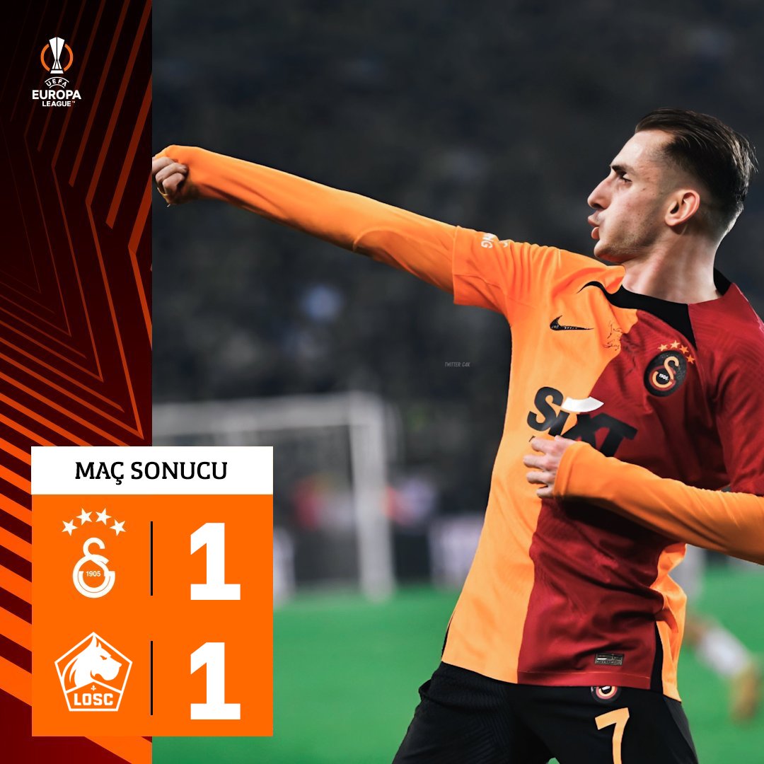 GalatasarayFC24's tweet photo. Maç sonucu: Galatasaray 1-1 LOSC Lille

#GSvLOSC #UEL https://t.co/VToMpVHmBC