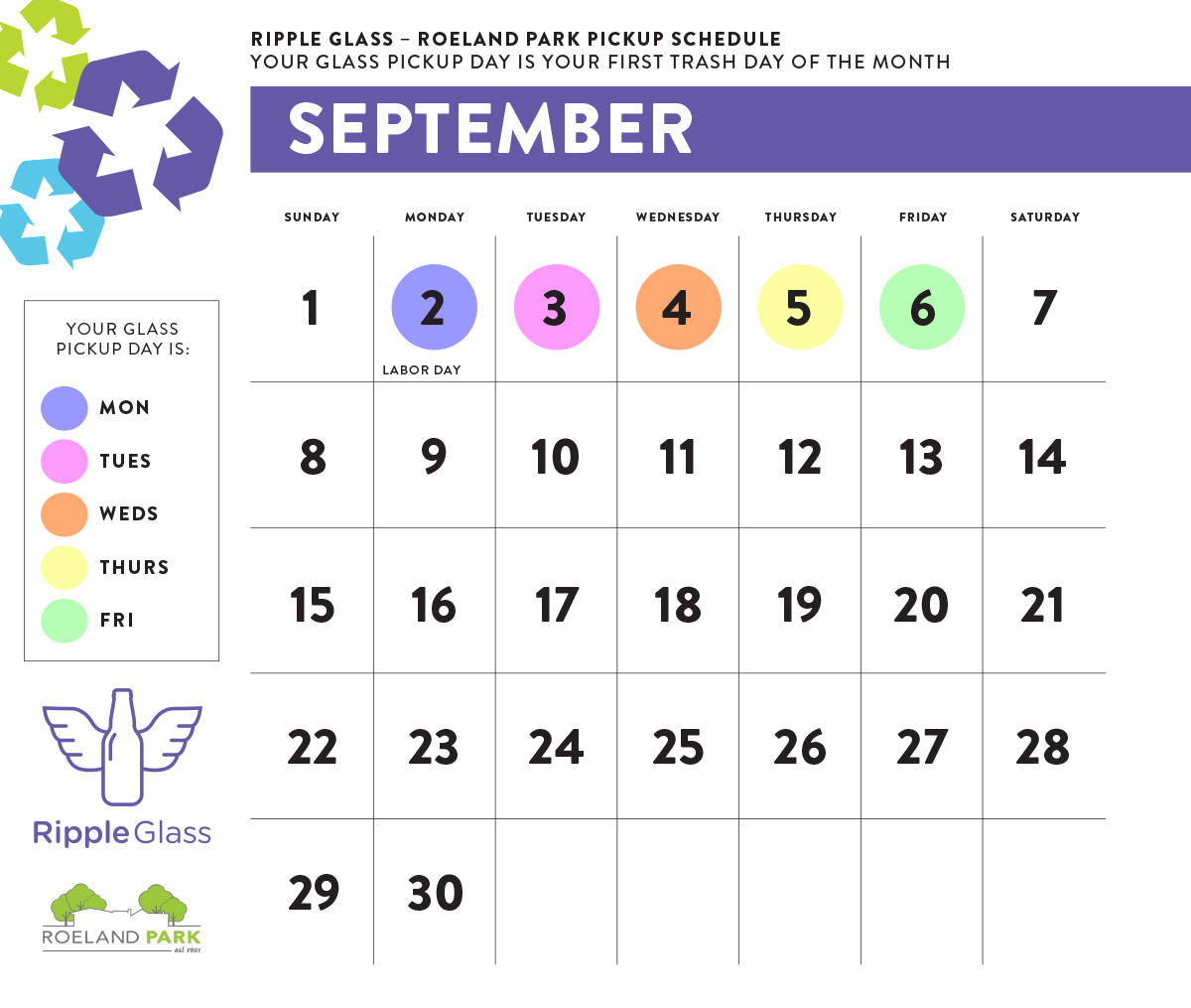 September curbside glass pick-up starts TOMORROW (Sept.2)!