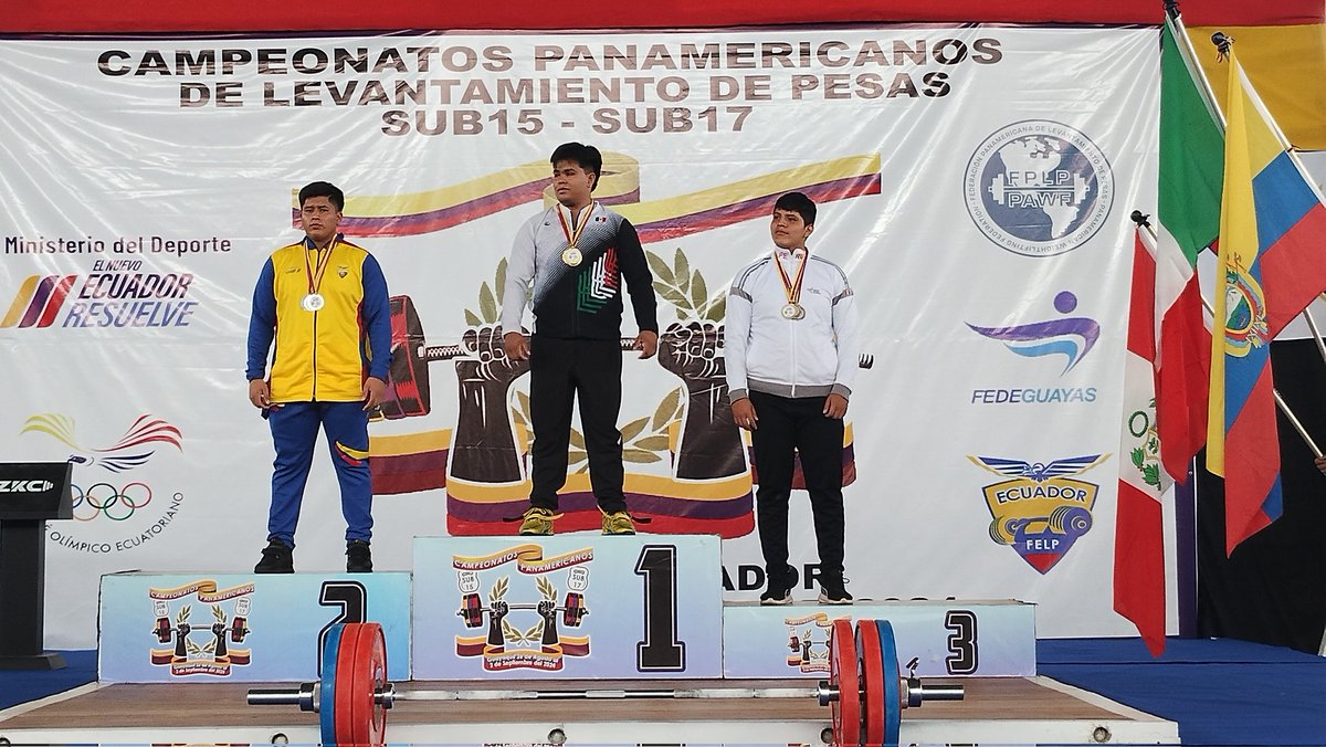 #PanamericanoPesas
Sub17 
Premiación en la división 102 Kg, varones
1. Ángel Lara (MÉX), 135-165-300
2. Guido Conforme (ECU), 110-133-243
3. Josué Castro (PER), 90-115-205
<a href="/panampesas/">Federación Panamericana de Lev. de Pesas</a> 
<a href="/copteamperu/">Team Perú Oficial</a> <a href="/PesasPeru/">Federación Peruana de Levantamiento de Pesas</a> 
<a href="/DeporteEc/">Viceministerio del Deporte 🇪🇨</a> 
<a href="/FMLPOFICIAL/">Fed. Mex. Lev. Pesas</a> 
<a href="/ECUADORolimpico/">Comite_Olimpico_Ecu</a> 
<a href="/DiegoArcos14/">𝒟𝑖𝑒𝑔𝑜 𝒜𝑟𝑐𝑜𝑠 𝒮𝑎𝑎𝑣𝑒𝑑𝑟𝑎</a> 
<a href="/kzambra/">Kleber Zambrano A.</a>
