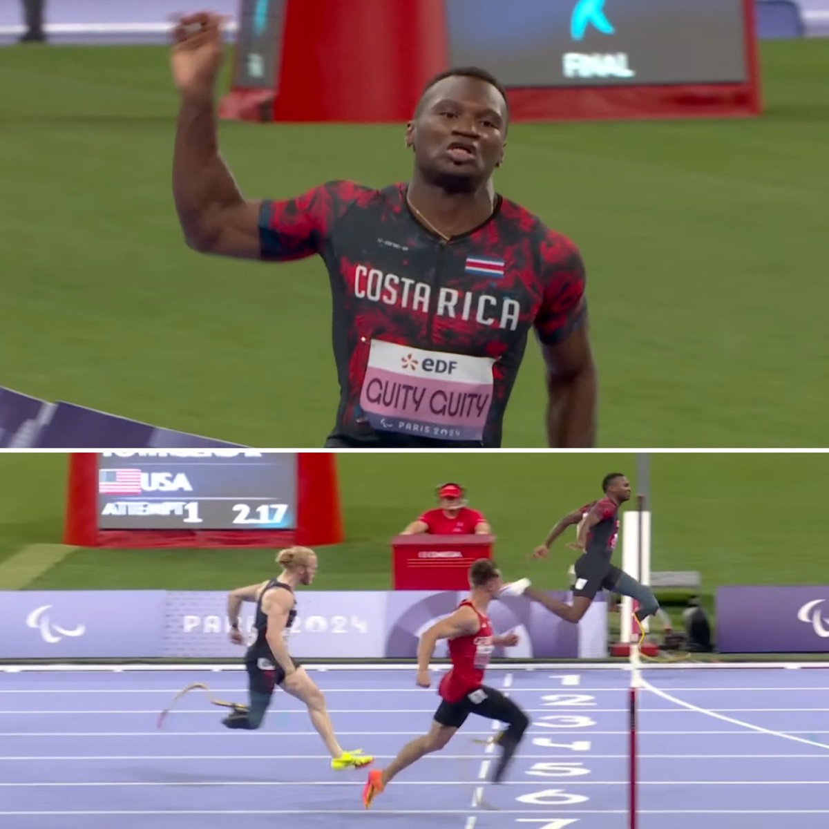 ÚLTIMO MINUTO: el paravelocista costarricense Sherman Güity clasifica a la final de los 100 metros T64 con un registro de 10.72 segundos. 🚨🤩🇨🇷

Quedó primero de su heat y además protagonizó el segundo mejor tiempo de los heats eliminatorios. 🔝

¡Apunta a la medalla! 🏅