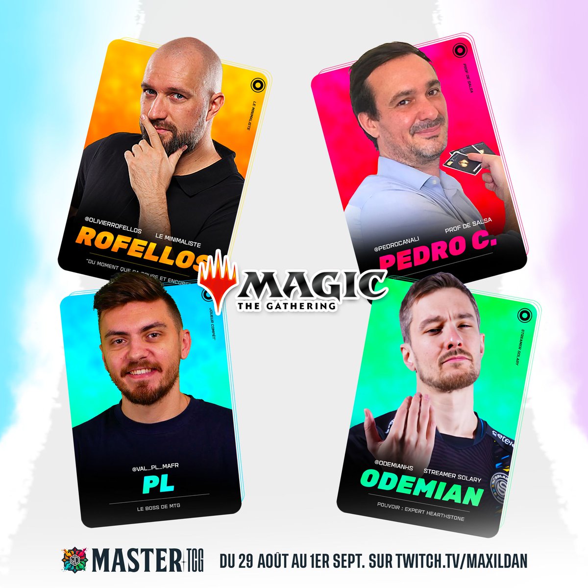 C'est l'heure du DERNIER jeu du Master TCG !
twitch.tv/maxildan
Quoi d'autre que <a href="/wizards_magicFR/">Magic France</a> pour départager ces 4 équipes !
Les 4 joueurs sont des tueurs sur ce jeu !
Les scores sont à 31 / 38 / 39 / 41
La compétition est super serrée c'est trop bien !