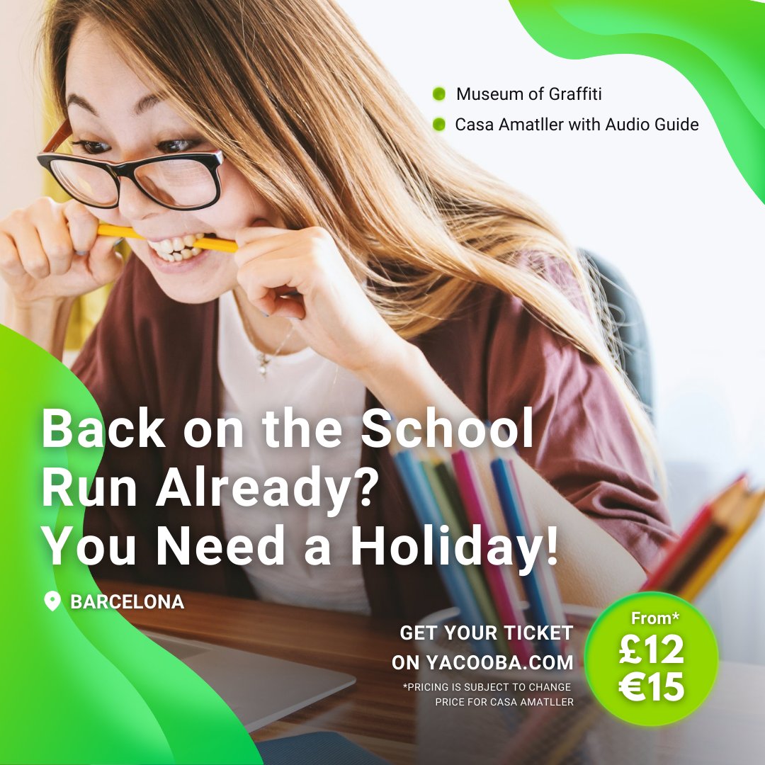 📢 Summer feeling like it’s almost over? Routine slowly creeping back in? Sounds like you need to plan your next vacation
👉 blog.yacooba.com/back-on-the-sc… 👈

#backtoschool #travelinspiration #summer #barcelona #schoolrun #packyoursuitcase #yacooba #mondaymotivation