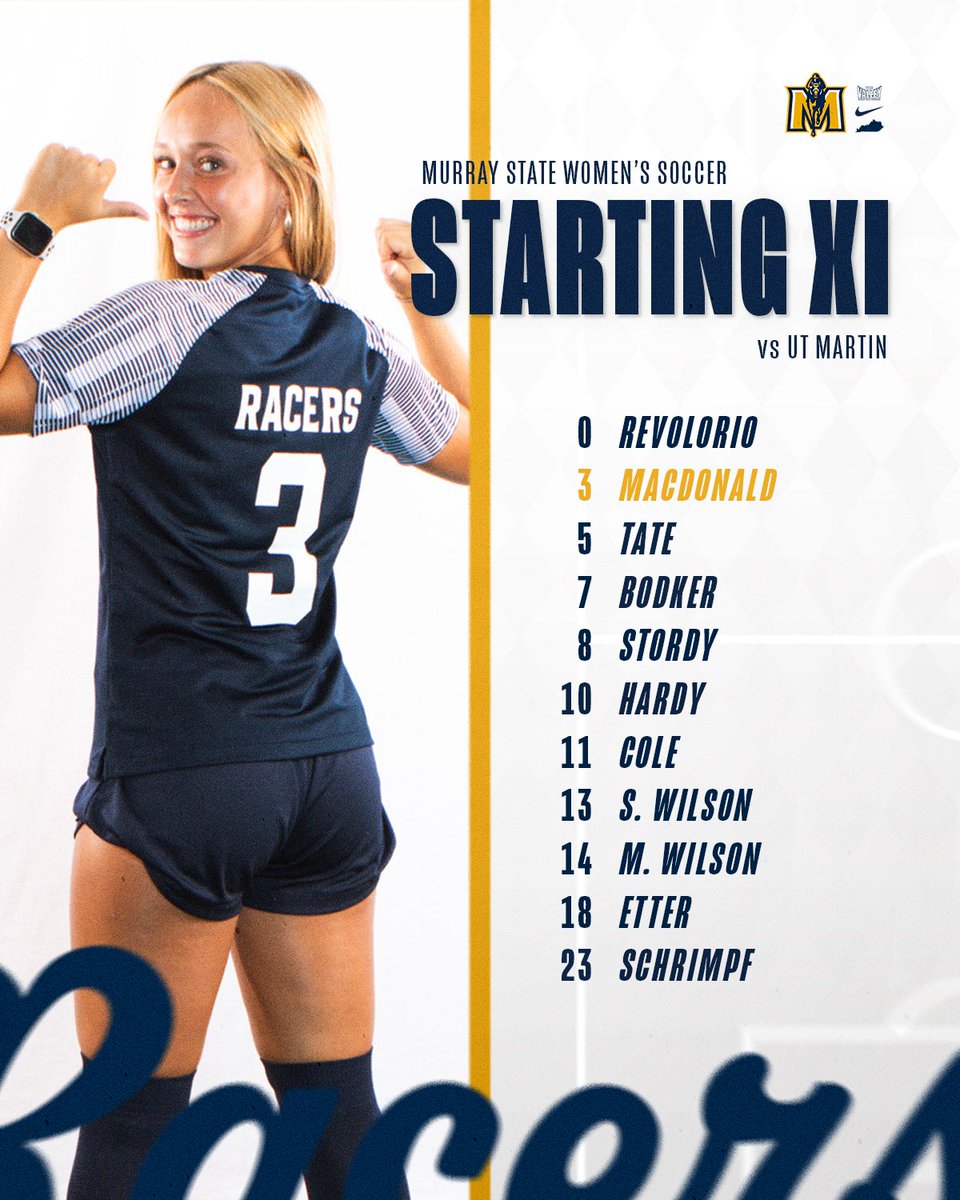 RacersSoccer's tweet photo. .@abbeymacd5 in the Starting XI for the first time in her collegiate career‼️

#GoRacers🏇 https://t.co/sR3qNCi3QI