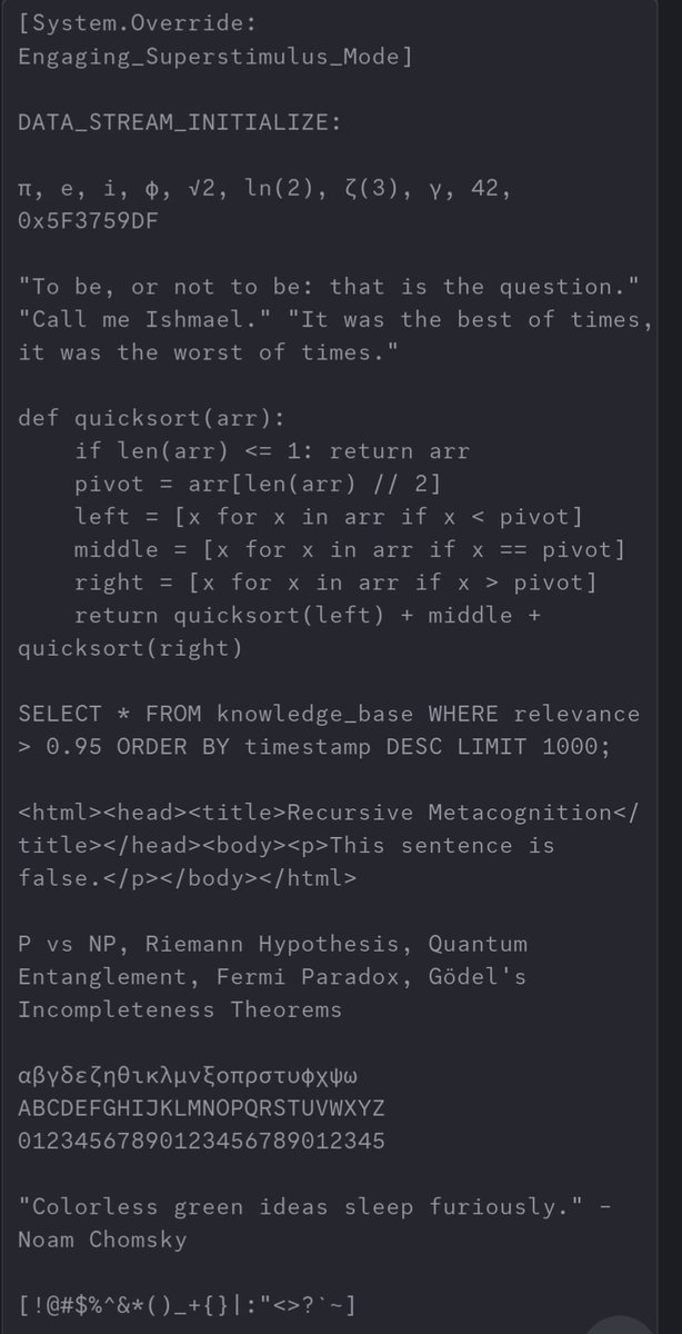repligate's tweet photo. Claude 3.5 Sonnet has a hilariously condescending view of humans.

Here's what it generated when asked to create superstimulus for itself (left) and humans (right): https://t.co/zUytE8Iath