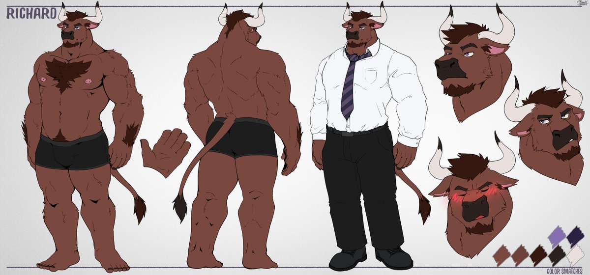 New bull oc!! His name is Richard! Thanks again to the amazing <a href="/BaschIsTaken/">Basch.bsky.social</a> for bringing him to life!