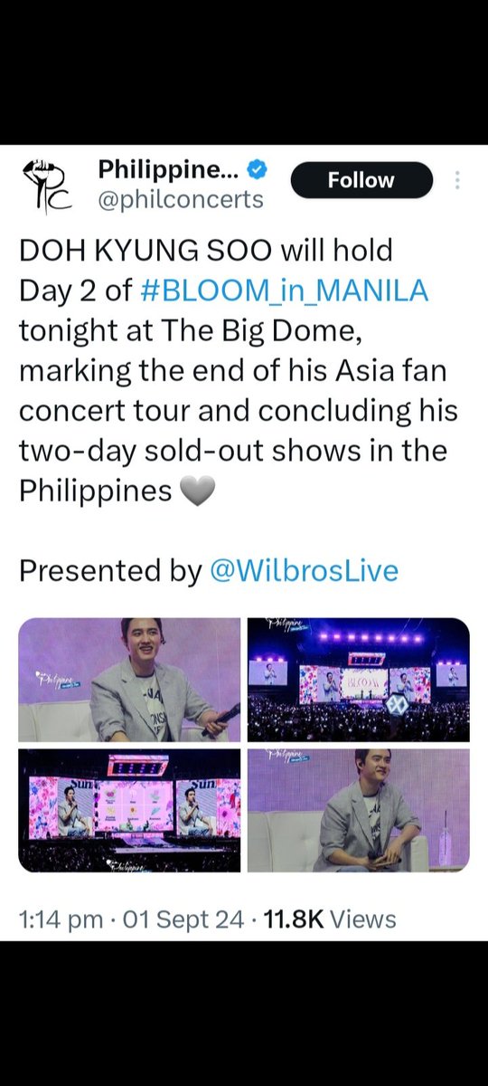 To tell you frankly, it is hard to pull a ARANETA COLISEUM full 2 days SOLD-OUT concert in Manila much more it is by a solo artist and a fan concert may I add.

Congratulations Doh Kyungsoo for being the 1st solo KPOP artist to do so.
You will always be famous.
Ctto
