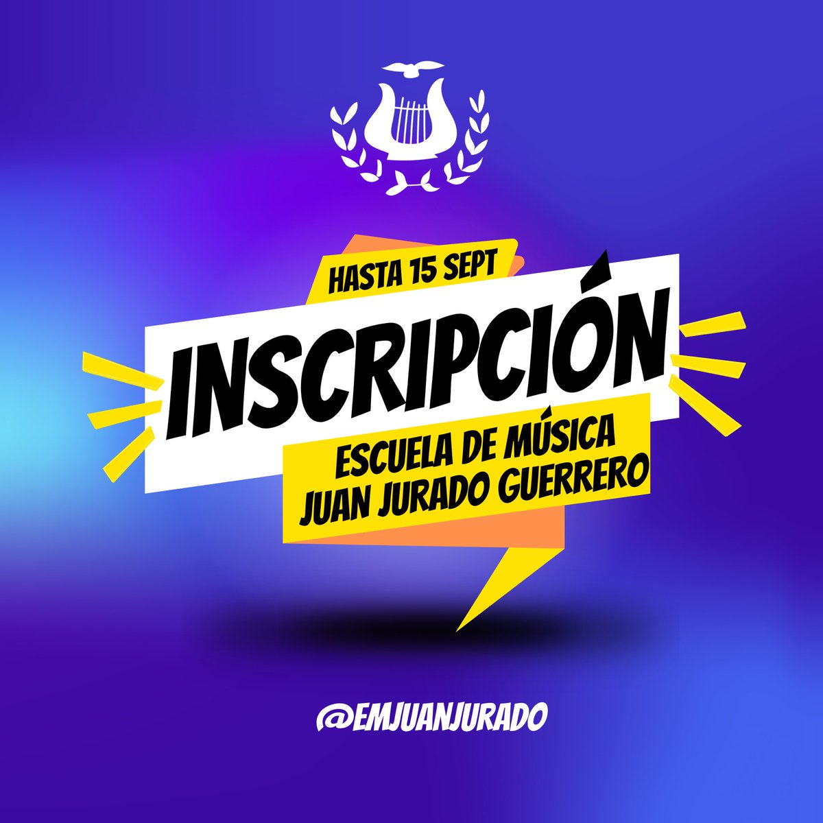 𝙄𝙉𝙎𝘾𝙍𝙄𝙋𝘾𝙄𝙊́𝙉 𝘼𝘽𝙄𝙀𝙍𝙏𝘼 🧡🎶

¿Quieres aprender a tocar un instrumento? ¿Quieres entrar a nuestra banda juvenil? 

¡Únete a la escuela de música de <a href="/Lapazmalaga/">Banda La Paz Málaga</a>! 😍⬇️

📲 docs.google.com/forms/d/e/1FAI…

¡Tienes hasta el 𝟏𝟓 𝐝𝐞 𝐬𝐞𝐩𝐭𝐢𝐞𝐦𝐛𝐫𝐞! 

#EMJuanJurado🧡🎶