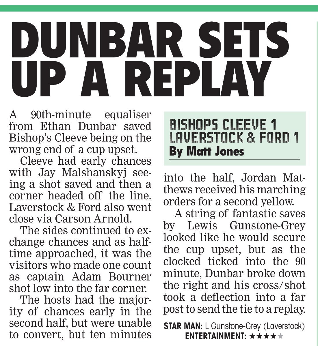 Congratulations to <a href="/gunstone98/">Lewis Gunstone-Gray</a> for getting ⭐️ man in the <a href="/NonLeaguePaper/">The Non-League Paper</a> write up #wearelavvy #Bulldogs