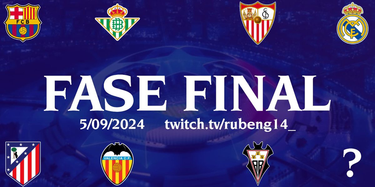 La fase final de la Twitter Clubes Pro League se celebrará el 5 de septiembre y se podrá ver en twitch.tv/rubeng14_