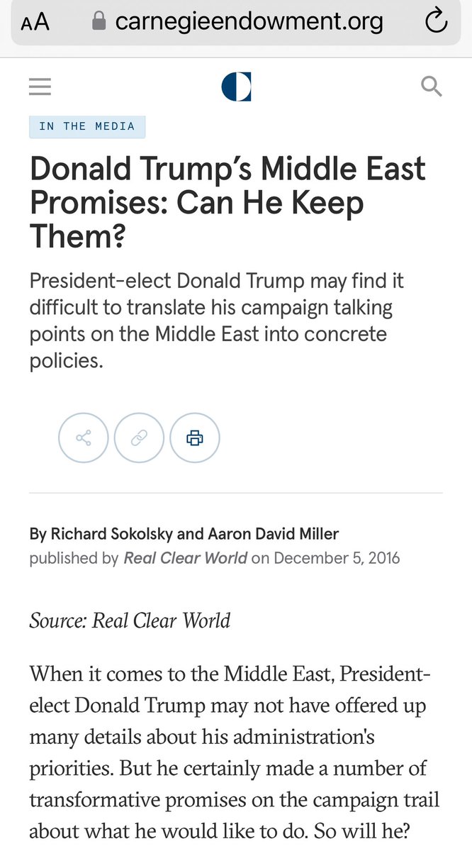 timemindfulness's tweet image. Remember #WhatIsAleppo?
Don’t hear about it anymore, right? He made it look easy!
First thing he did was shut down CIA funding of rebels.
Then collaborated with Russia and others to drive out ISIS.
The same doubters are actively campaigning against him.

carnegieendowment.org/posts/2016/12/…