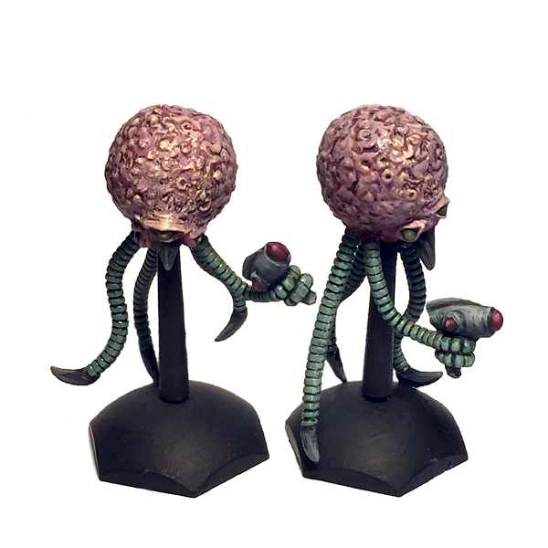 CheckPointMini's tweet image. Cerebalites with rayguns. Floating alien brain creatures with a large beak and tentacles. Tentacles are separate pieces allowing a degree of pose-ability. 28mm miniatures.

checkpointminiatures.co.uk