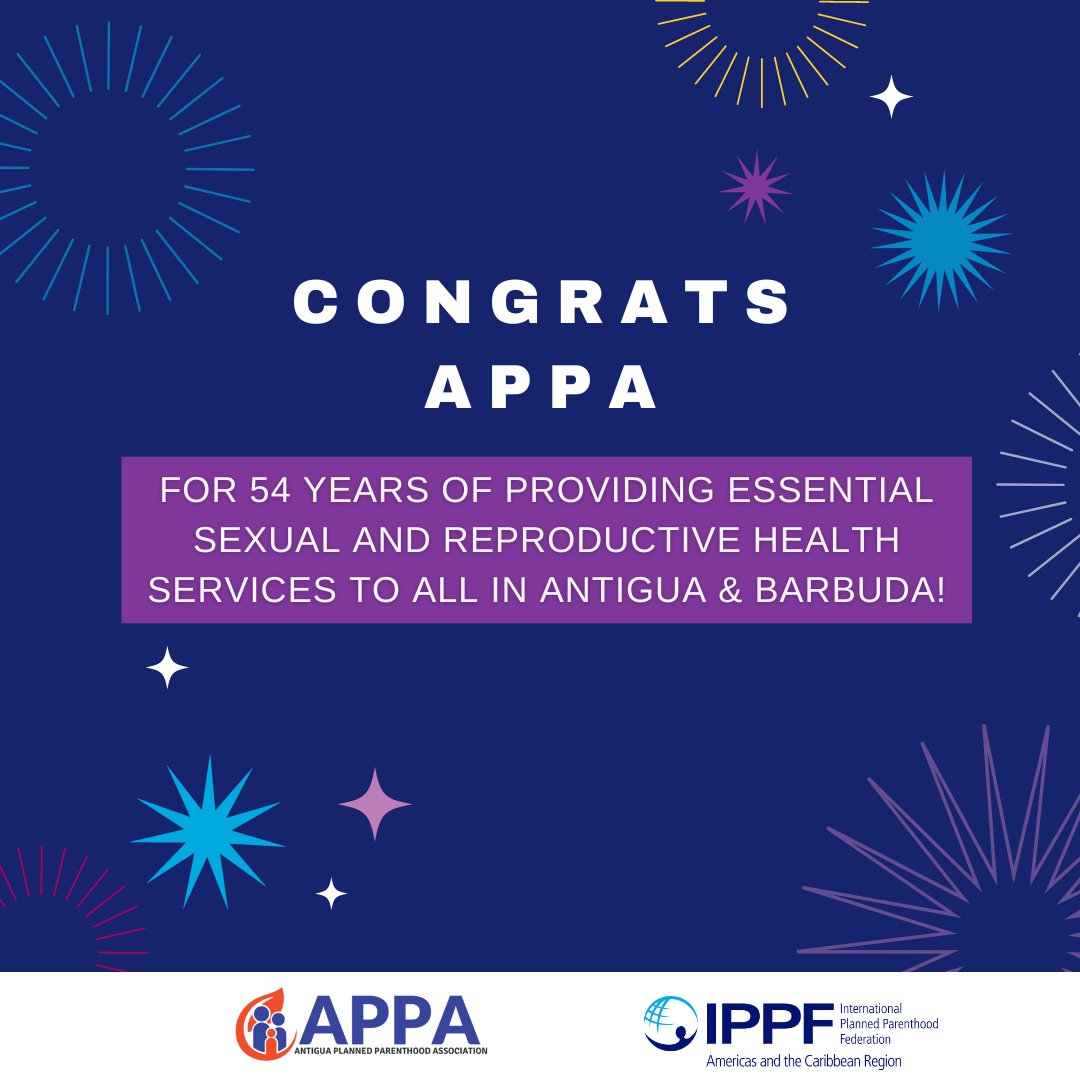 ippf_acro's tweet photo. Today IPPF ACRO and our community celebrate ✨54 years✨ of APPA in Antigua &amp; Barbuda 🇦🇬! 🎉 Since 1970, APPA has been a pillar in family planning and providing sexual and reproductive health services to the most vulnerable communities. 

#SRHR #LGBTQ #AntiguaandBarbuda https://t.co/JRJPhPx3Z1