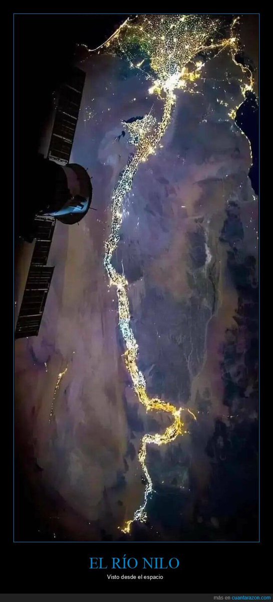 cuantarazon's tweet photo. Así se ve el Nilo desde la Estación Espacial Internacional https://t.co/dI5vHNlSbI https://t.co/uTXVtia2fm