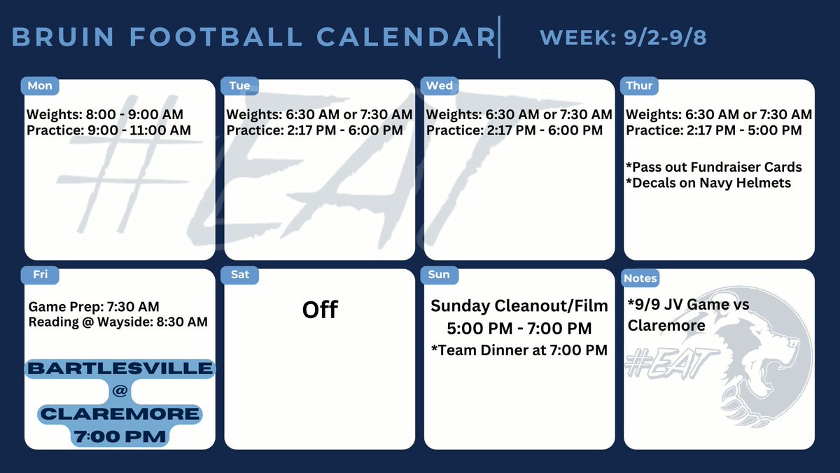 Weekly Schedule
#EAT