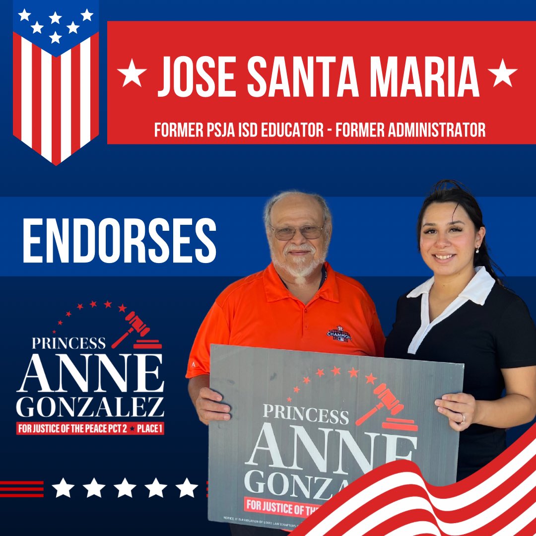 Princess4JP's tweet photo. Honored to receive the support and endorsement of former PSJA ISD
Educator and former Administrator Jose Santa Maria. As a former PSJA Alumni this makes me very proud! Thank you! #PSJA #P2 #RightCandidate #Princess4JP https://t.co/TvEaVQUIIQ