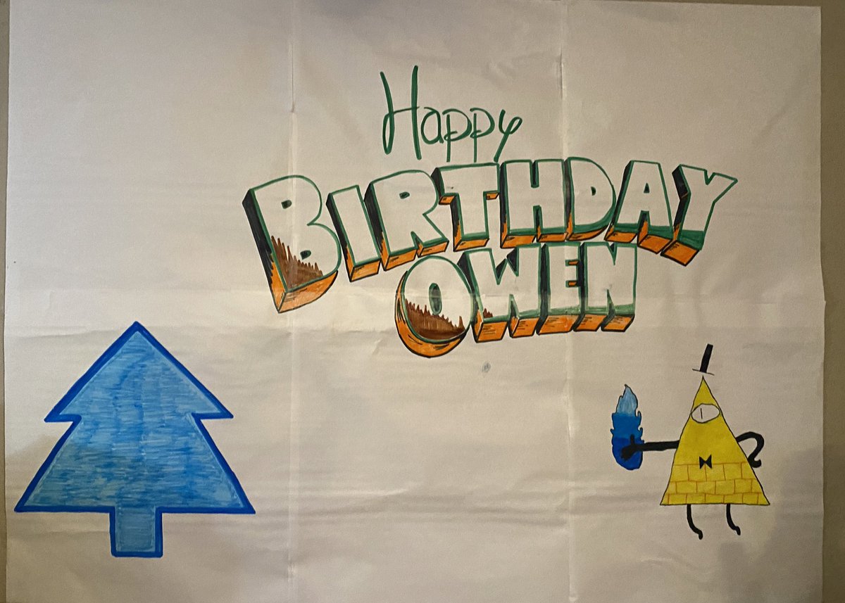 I made some #BillCipher cookies for my 9 year old’s birthday! And check out the giant poster my husband made! #GravityFalls