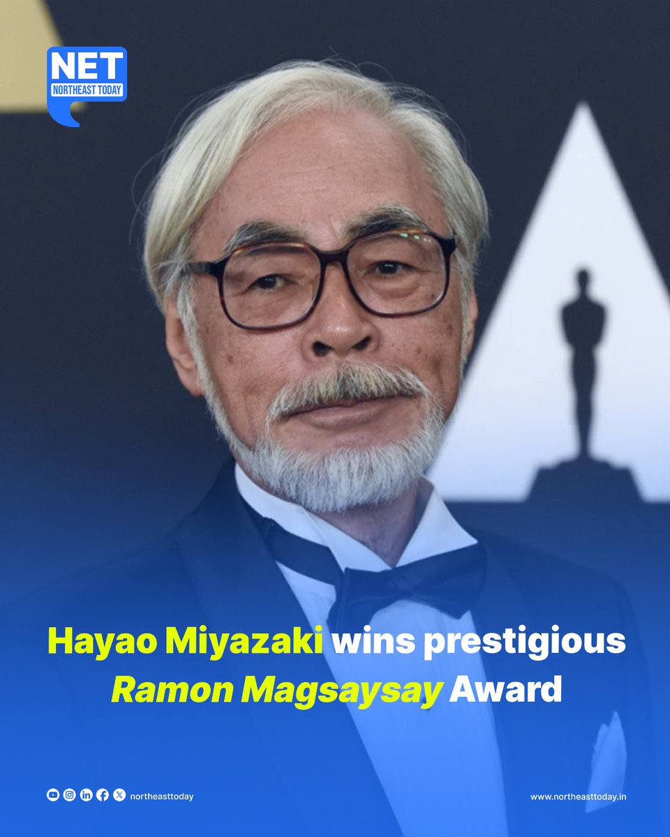 NortheastToday's tweet photo. #NETSnippet | Renowned Japanese film director Hayao Miyazaki has been named a winner of this year's Ramon Magsaysay Award, often referred to as Asia's Nobel Prize. The award recognizes Miyazaki's significant contributions to Asian culture and society through his work in anime.

Miyazaki, co-founder of Studio Ghibli, has directed critically acclaimed films like "Spirited Away" and "Princess Mononoke," which tackle complex themes such as environmental protection and peace in a way that is accessible to children. The Ramon Magsaysay Award Foundation praised Miyazaki's ability to create thought-provoking films that resonate with audiences of all ages.

The foundation also selected three other individuals and one group as 2024 recipients of the award. The winners will be honored at a ceremony in Manila in November.

The Ramon Magsaysay Award is given annually to individuals and groups who have made outstanding contributions to Asia, emulating the values of former Philippine President Ramon Magsaysay, known for his integrity and leadership.

#filmdirector #HayaoMiyazaki #RamonMagsaysay #Award #Japan #NetSnippet #NortheastToday