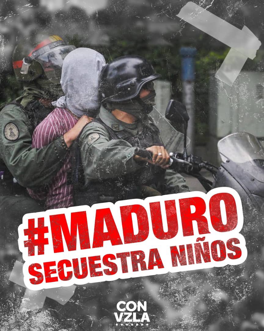 En Venezuela, más de 100 menores de edad fueron secuestrados por el régimen en condiciones infrahumanas, aislados de su familia y sufriendo el peor trauma en sus vidas.
#MaduroSecuestraNiños