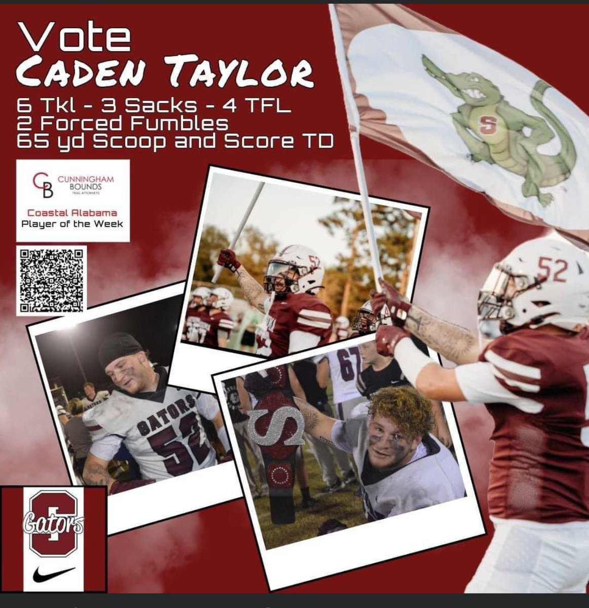 Everyone please go vote for me for Coastal Alabama Player of the Week!! I thank yall for all of the support! ❤️ <a href="/CoachM_Windham/">Marcus Windham</a> @CoachJAndrews59 @CoachWardLCC @CoachWardLCC <a href="/SHS_GatorsFB/">Satsuma Football</a> <a href="/PrepRedzoneAL/">Prep Redzone Alabama</a> <a href="/Alabama_Varsity/">Alabama Varsity</a> <a href="/ALPreps/">ALPreps</a> <a href="/AjHicksFAMU/">FAMU</a> <a href="/FAMU_FB/">Florida A&M Football 🏈</a> al.com/highschoolspor…