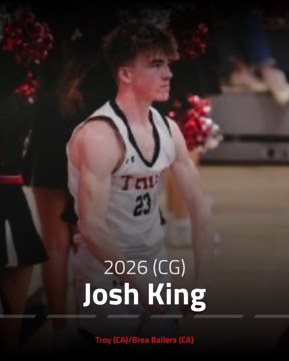 yc8thescout's tweet image. Josh King (2026) 
Height: 6’3 
POS: CG
HS: Troy (CA) 
Grassroots: Brea Ballers (CA) 
Calling Card: Crafty Playmaker 
Current Offers: N/A