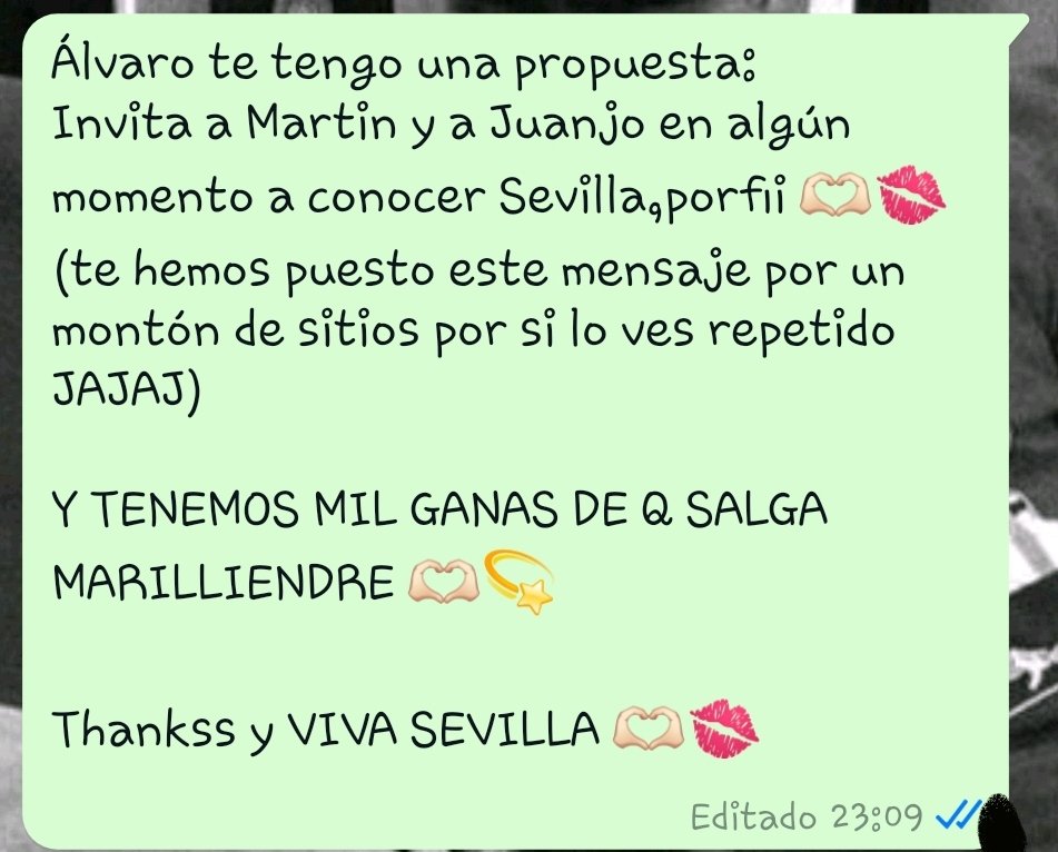 unamajakikista's tweet photo. MAJAS SEVILLANAS,ESCRIBIDLE ESTO A ÁLVARO JURADO POR TIK TOK,(si queréis obvis) q mis amigas y yo estamos colapsando,queremos q vayan a Sevilla 😭😭
(@alvrojurado te amamos)
#Majos1S #sevilla https://t.co/97tgoL7VxX