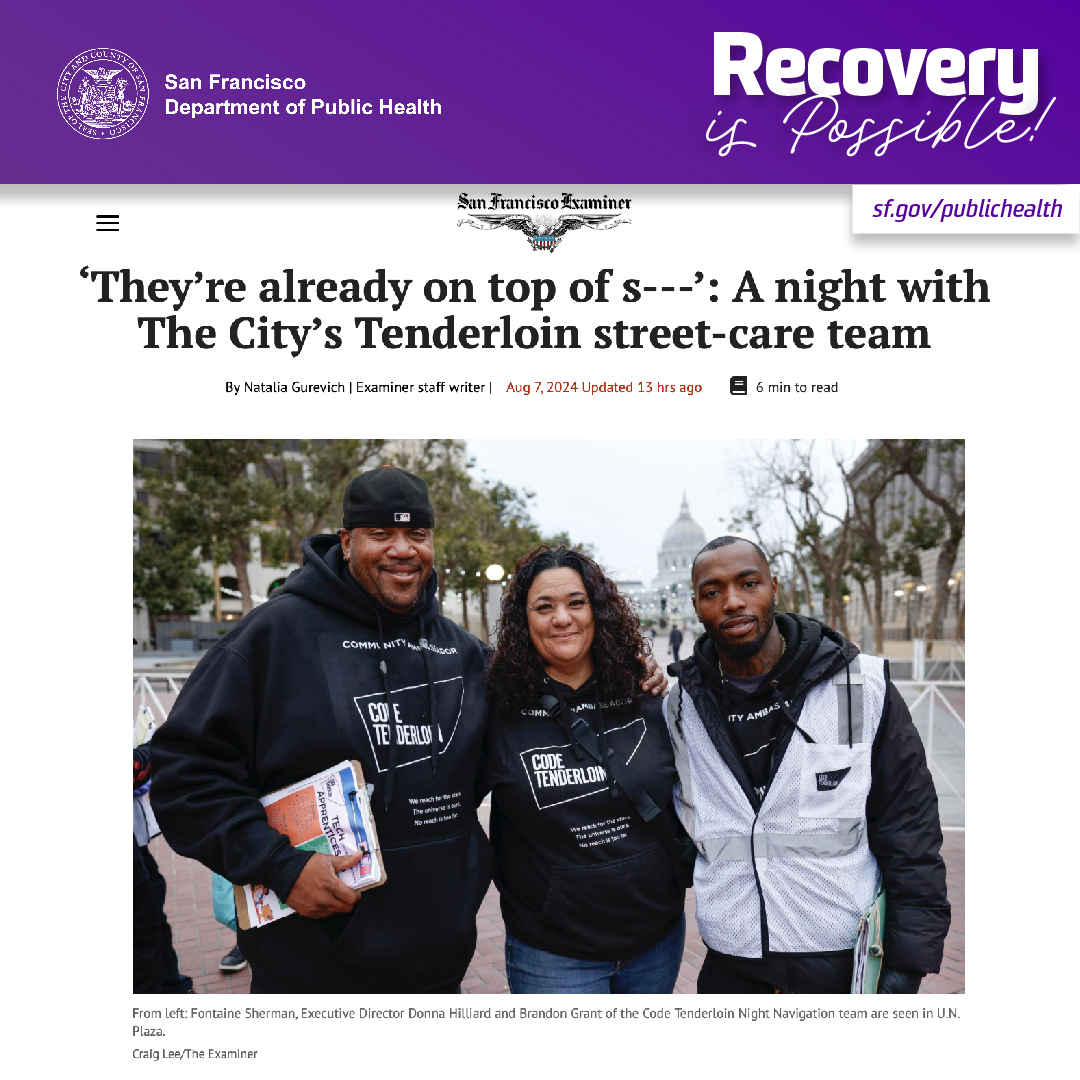SF_DPH's tweet photo. We are in the Tenderloin every night helping people who use drugs get on the path to recovery. Get an inside look at our nighttime telehealth and follow-up support programs for unhoused people starting treatment. #EndOverdoseSF https://t.co/LTETynEDmz https://t.co/WJBlobMmGs