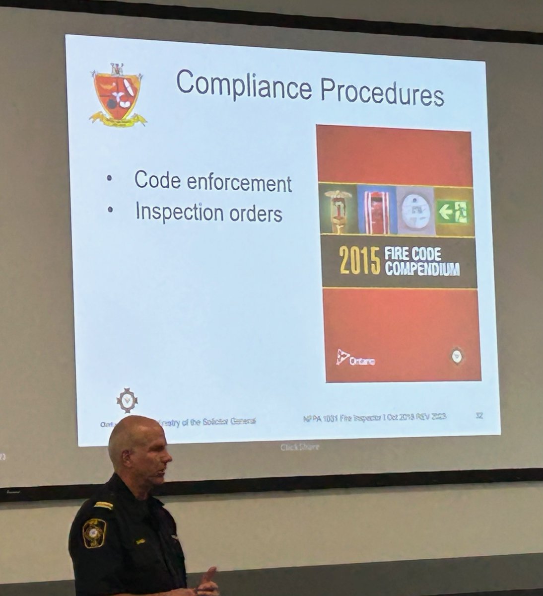 JPercyFireDept's tweet photo. Great opportunity to teach with Rob King, Instructor @ONFireMarshal with the NFPA 1031 Inspector I course. Much thanks to @RHFES RTC for the great hospitality #2ndLineofDefense #OntarioFireCode https://t.co/kIjo79FpuU