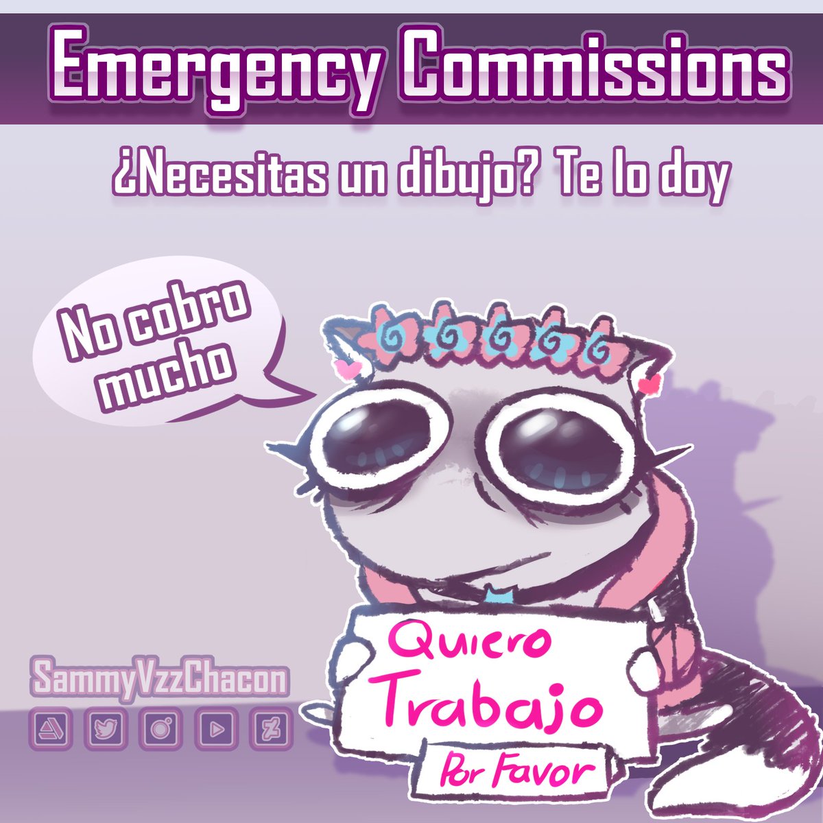 SammyVzzChacon's tweet photo. ✨COMISSION de EMERGENCIA✨

Estoy urgida de dinero, si me pueden ayudar hasta con un simple boceto de icono (8 USD) se los agradeceria muchisimo

Por favor, solo comentar o mandarme DM si me van a pedir dibujo o estan interesados
Gracias
#comisiones #opencommission #Commission https://t.co/GnNqyaKI99
