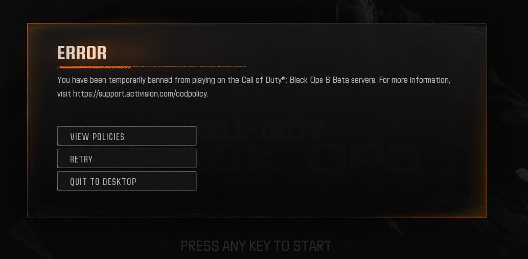 AlexanderrrB's tweet photo. @CODUpdates Yo. 1.54 KD player, with about 5 hours total play time during the beta, Just got slapped with a ban... No where to appeal? WTF is this..... https://t.co/SluzYRdIR5