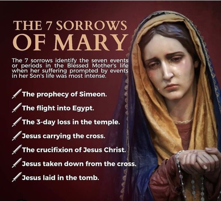 MrCasey62's tweet photo. September is the Month of the Seven Sorrows of Mary, the seven times during her life when “thy own soul a sword shall pierce” (Luke 2:35). Special graces are granted to those who practice this devotion given by Our Lady to St. Bridget (see next tweet). https://t.co/SwLojKqHyk