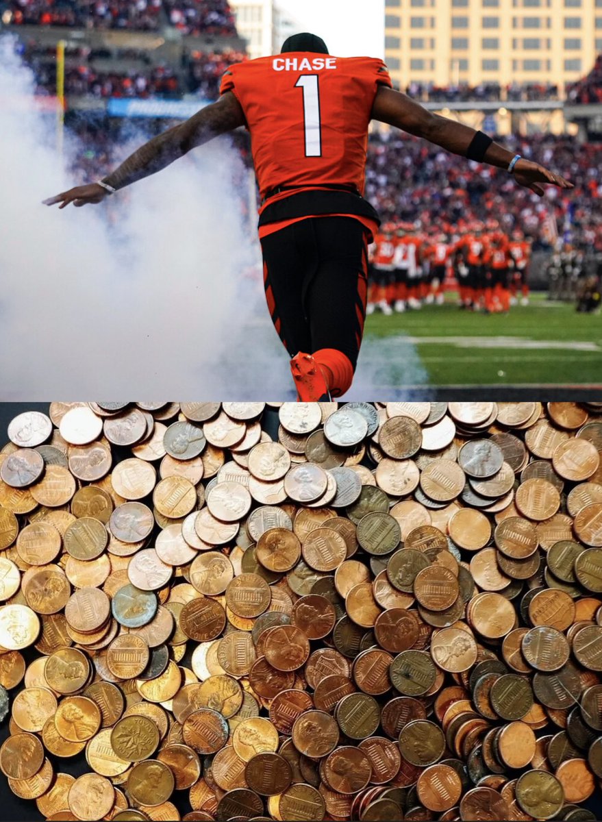 MLFootball's tweet photo. 🚨BREAKING: #Bengals star WR Ja’Marr Chase wants to be PAID ONE PENNY MORE than Justin Jefferson got on his record-breaking extension, NFL Network reports.

👀👀👀

ONE PENNY… https://t.co/gcADzZVD9H