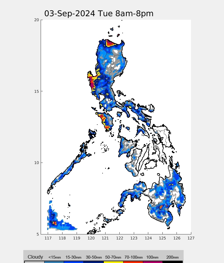 Weather_Manila's tweet photo. rainfall projection for the next 3 days #EntengPH https://t.co/ageUag3MPX