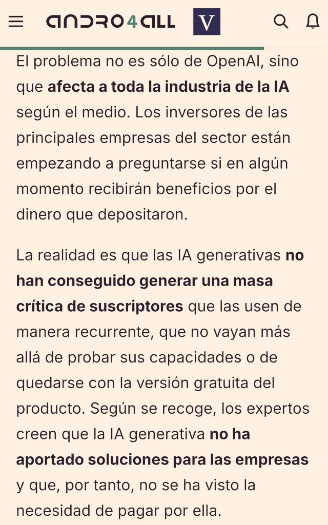 BiondiniCesar's tweet photo. La empresa OpenAI, sobre la que Milei anticipó que haría inversiones millonarias en Argentina, quedó al borde de la quiebra. Los analistas del sector indican que está por estallar la "burbuja de las IA" y el proceso empezaría por la firma favorita de los libertarios. Altman, CEO de la corporación, estaría negociando un rescate financiero de Bill Gates para mantenerse a flote en 2025. Lo que dice Milei es mentira, no importa cuando leas esto.