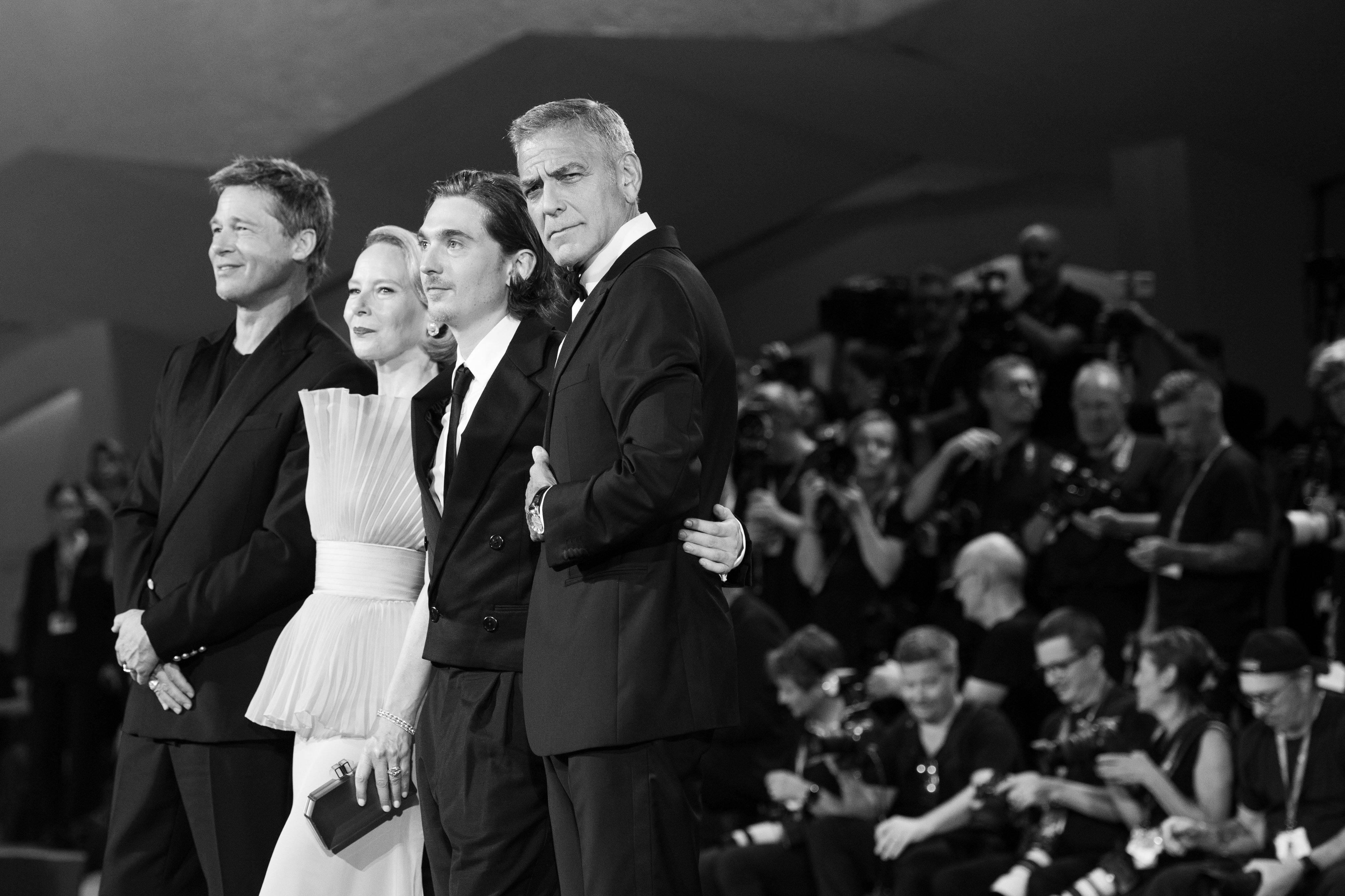 Brad Pitt dan George Cloneey di panggung Venice Film Festival 2024