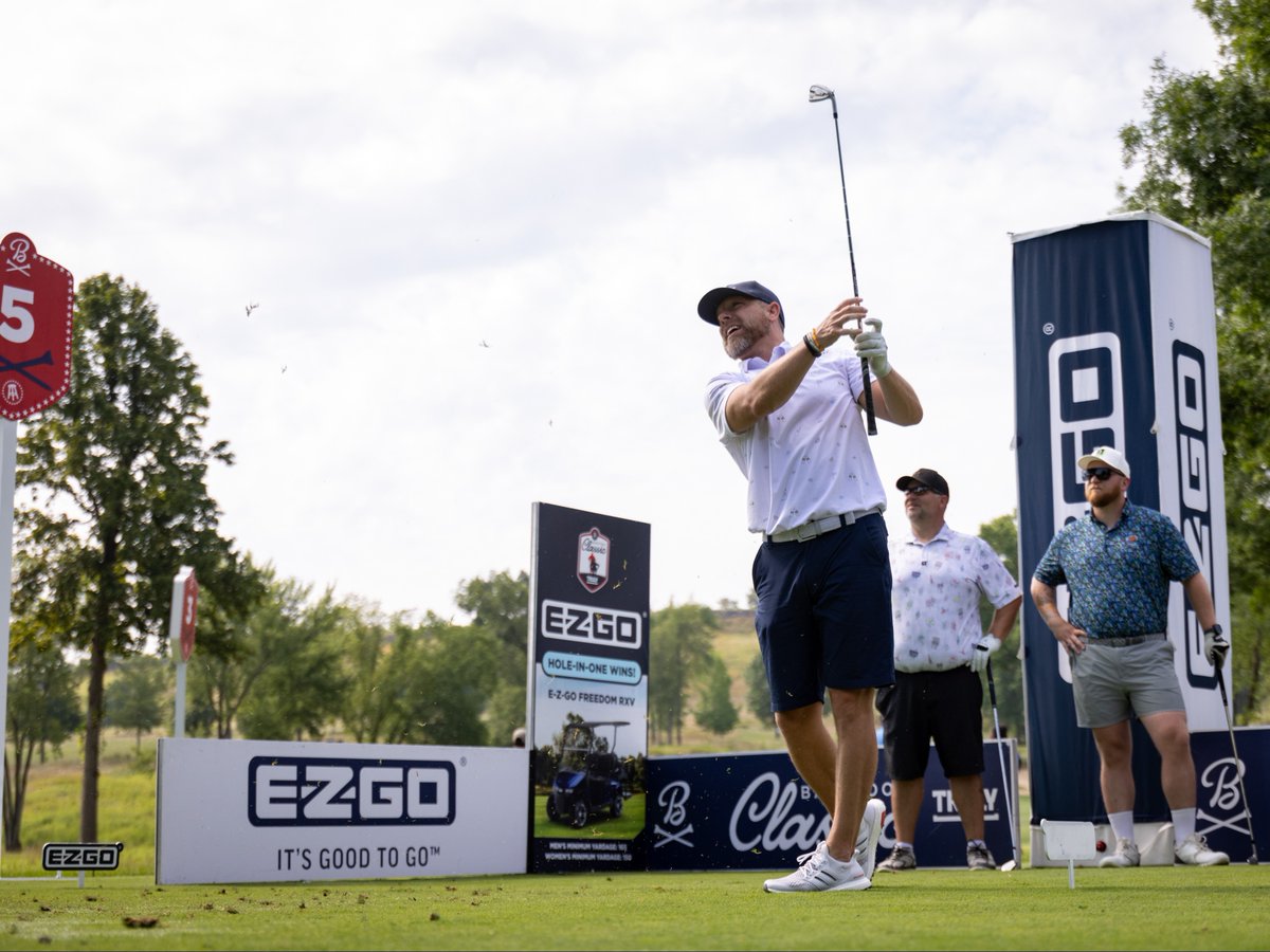 Thinking about driving an E-Z-GO is giving smiles after each shot, and not just because of the swing...😏 

📸 <a href="/BarstoolClassic/">The Barstool Classic</a> 
#EZGO #ItsGoodToGO