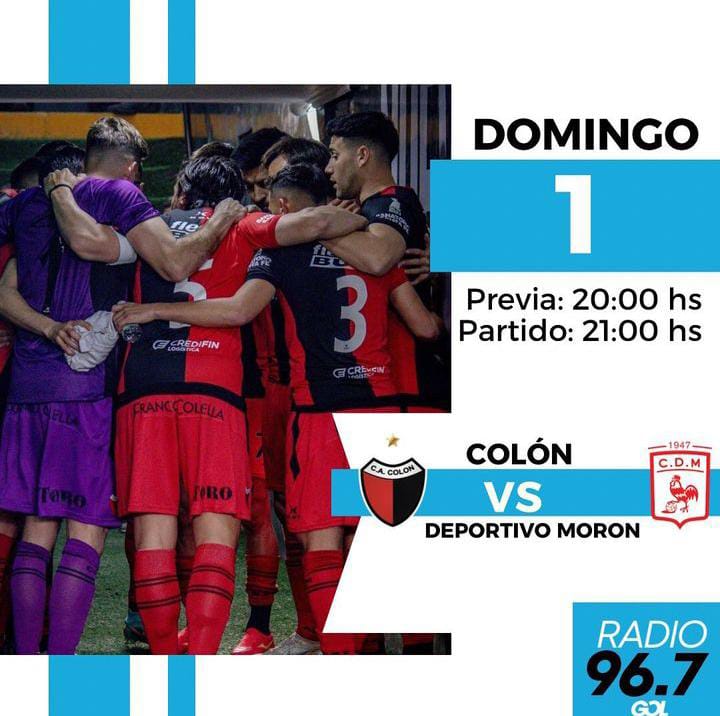COMENZAMOS LA PREVIA!

#Colón recibe a #Morón a partir de las 21:00hrs por la Fecha 30 de la Primera Nacional.

Relata <a href="/germanlucero/">Germán David Lucero</a> 
Comenta <a href="/nachopettinari/">Ignacio Pettinari</a> 
Vestuarios con Julio Martínez

Lo vivimos por GOL 96.7
radiogol.com.ar/radio
