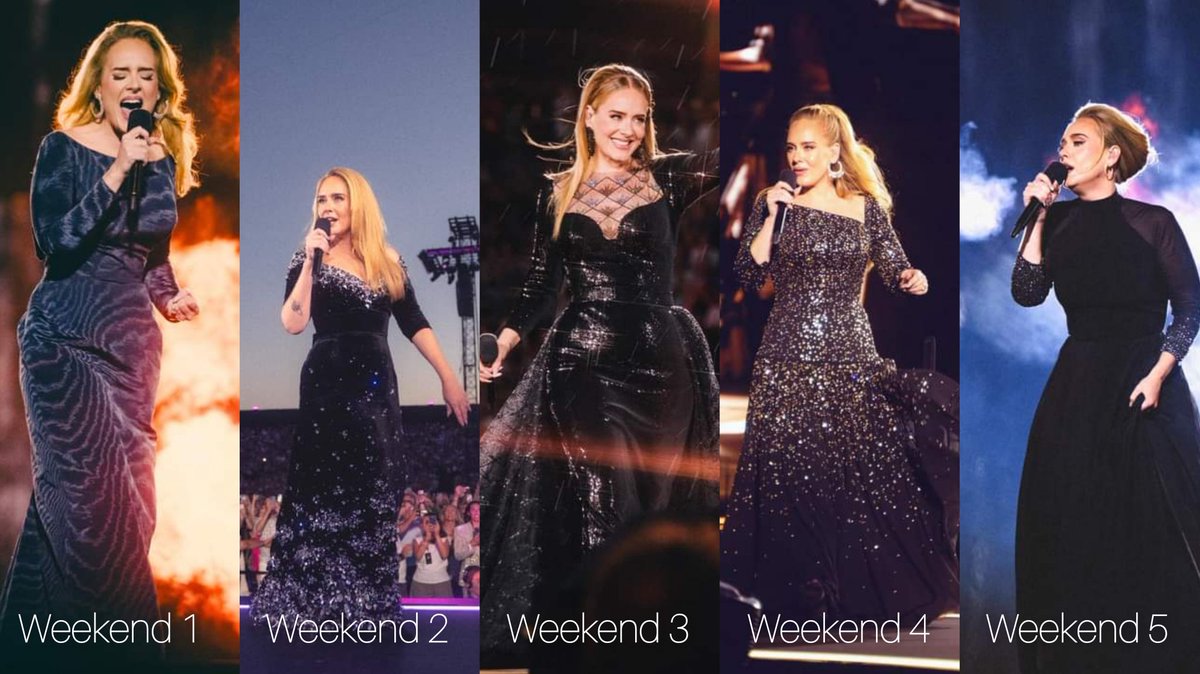 AdeleinColombia's tweet photo. Estas fueron las casas de moda que vistieron a Adele durante su residencia en Múnich:

Weekend 1: Dior
Weekend 2: Cong Tri
Weekend 3: Giorgio Armani
Weekend 4: Louis Vuitton
Weekend 5: Jenny Packham https://t.co/UCRjUPwOaL