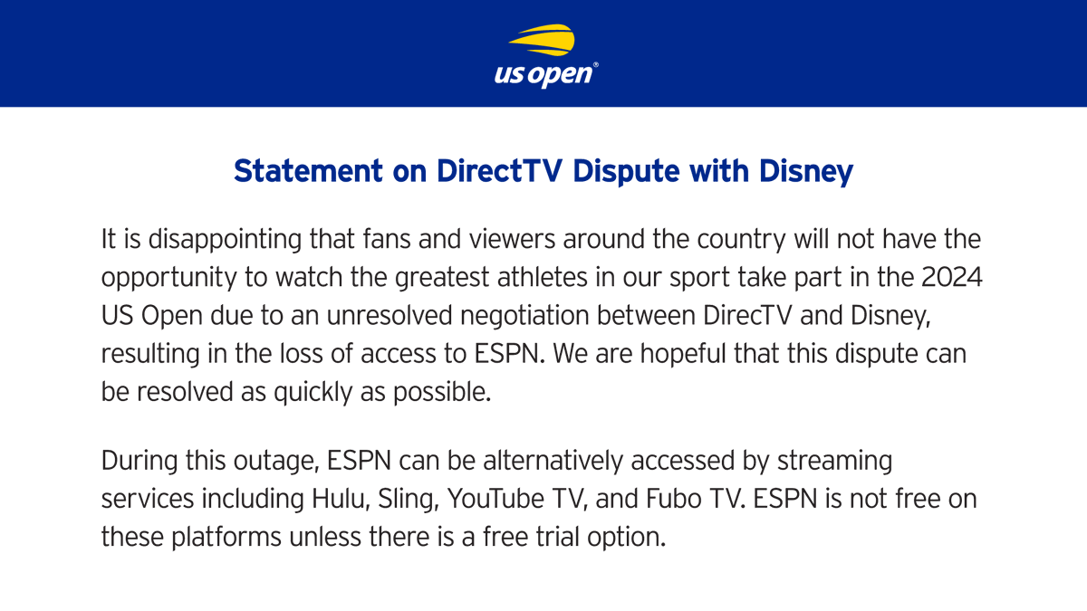 A statement from the US Open: