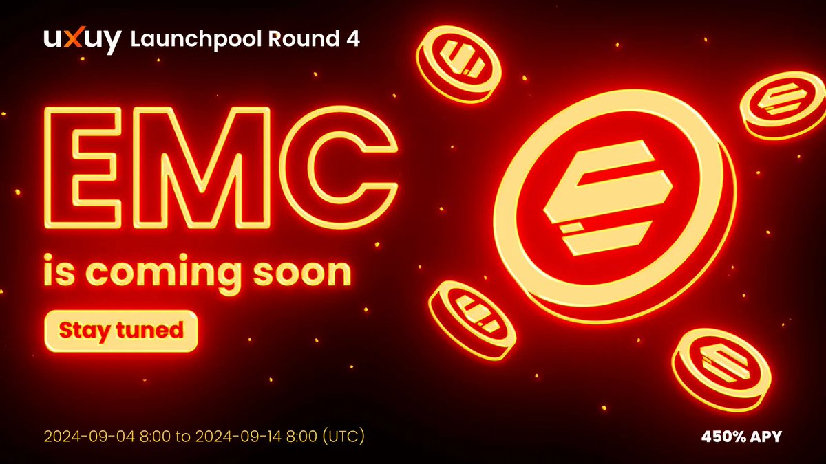 uxuycom's tweet photo. 🥳 Big things are coming with UXUY 4th Launchpool: $EMC @EMCprotocol !
For the first time, we’re offering a three-pool format with APY up to 450%.
🟠 #INDS Pool (BRC-20): 18,900 EMC
🟢 #USDT Pool (BNB Chain): 11,025 EMC
🔵 #EMC Pool (Arbitrum Chain): 33,075 EMC
What’s your strategy for maximizing returns this time?
👉 Get the full details here: https://t.co/L8jBgBpbrv
