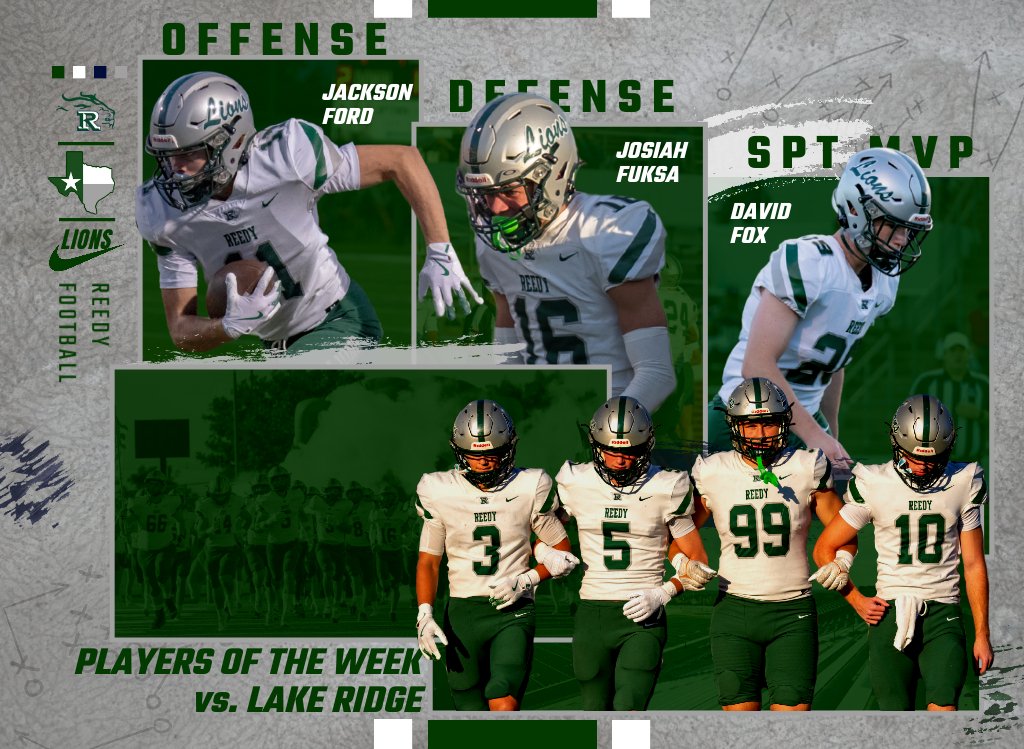 Reedy HS FB Recruiting (@rhs_fbrecruits) on Twitter photo MVP's vs. Lake Ridge:
Offensive:
C/O '25 WR <a href="/_Jackson_Ford/">Jackson Ford</a> - 4 Rec, 132 Yds (131 Yds Last Year), 2 TD
Defensive:
C/O '25 CB <a href="/JosiahFuksa/">π
π€π¨πππ ππͺπ π¨π</a> - 1 PBU, 2 INTs (1 Pick Six), 1 KOR TD
SPT:
C/O '25 K David Fox - 8/8 PATs, 1/1 FGs (36 Yds) IN HIS FIRST HS FOOTBALL GAME!
#DAWGS MVP's vs. Lake Ridge:
Offensive:
C/O '25 WR <a href="/_Jackson_Ford/">Jackson Ford</a> - 4 Rec, 132 Yds (131 Yds Last Year), 2 TD
Defensive:
C/O '25 CB <a href="/JosiahFuksa/">π
π€π¨πππ ππͺπ π¨π</a> - 1 PBU, 2 INTs (1 Pick Six), 1 KOR TD
SPT:
C/O '25 K David Fox - 8/8 PATs, 1/1 FGs (36 Yds) IN HIS FIRST HS FOOTBALL GAME!
#DAWGS
