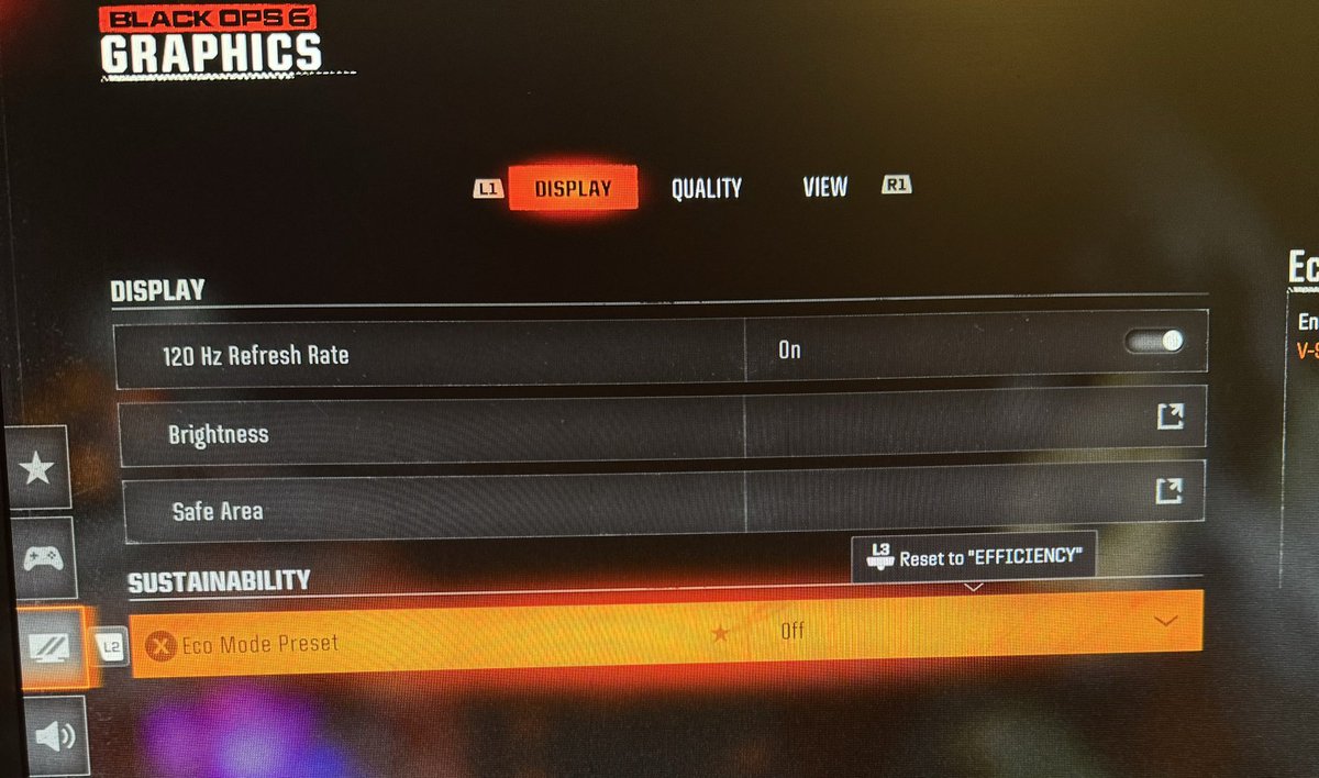 oVrapy's tweet photo. @charlieINTEL @Treyarch I was suffering from this shit the past 3 days on both PC and PS5, but I just manage to solve it on console by changing the “Eco Mode Preset” to OFF https://t.co/PLHjyjoHns