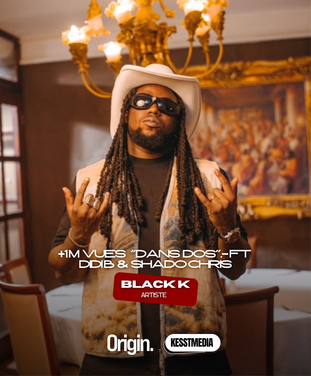 kultur_inc's tweet photo. En seulement 2 semaines, @Black_k_ franchit le cap du million de vues sur YouTube avec son hit ‘Dans dos’ feat. @Didibofficial &amp; @ShadoChris. Un nouveau sacre pour l’Ivoire ! 

#BlackK #DansDos #DidiB #SHADOChris #1MillionViews #IvorianMusic #AfroTrap #RapIvoirien #CIVMusic https://t.co/qdrY7CHbKj