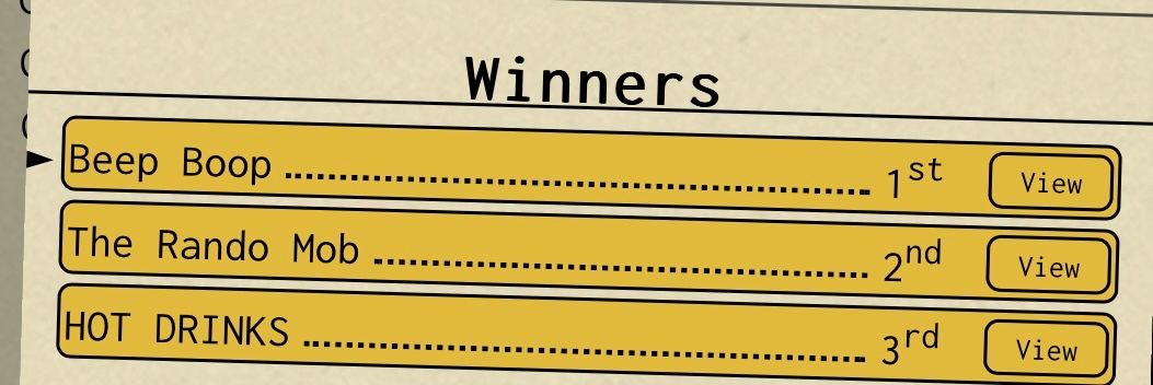 DrExoskeleton's tweet photo. We have our top 3 ranked winners. Congratulations to teams Beep Boop, The Rando Mob, and HOT DRINKS. https://t.co/bTdJOBhFeB