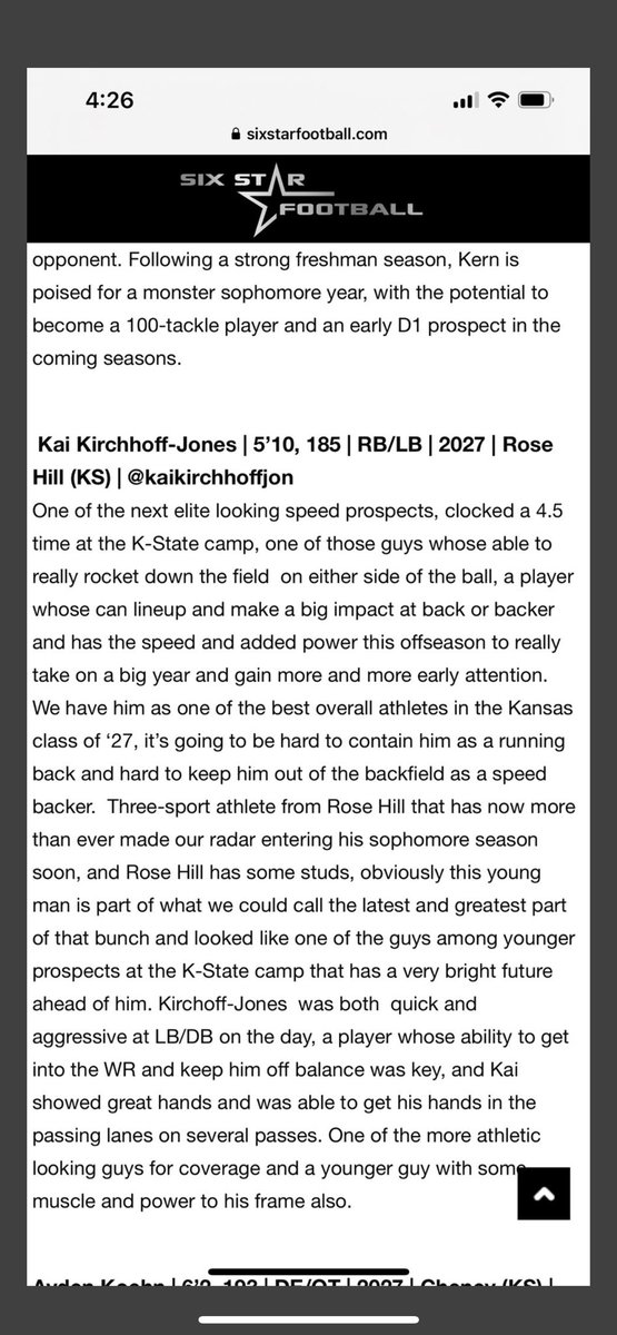 Kai Kirchhoff-Jones (@kaikirchhoffjon) on Twitter photo Thank you for the write up ‼️ <a href="/6starfootballKS/">Six Star Football | KANSAS</a> <a href="/sixstarfootball/">Six Star Football | PLUS+</a> <a href="/landonrwright/">Landon Wright</a> Thank you for the write up ‼️ <a href="/6starfootballKS/">Six Star Football | KANSAS</a> <a href="/sixstarfootball/">Six Star Football | PLUS+</a> <a href="/landonrwright/">Landon Wright</a>